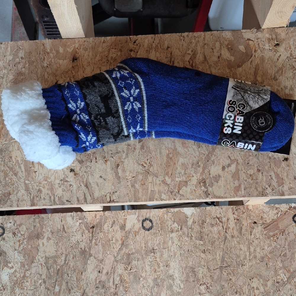 Men's Cabin Socks Blue and White. New